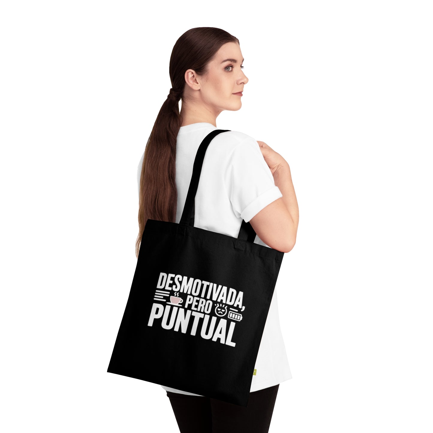 Tote Bag sarcasmo oficina — "Desmotivada Pero Puntual"