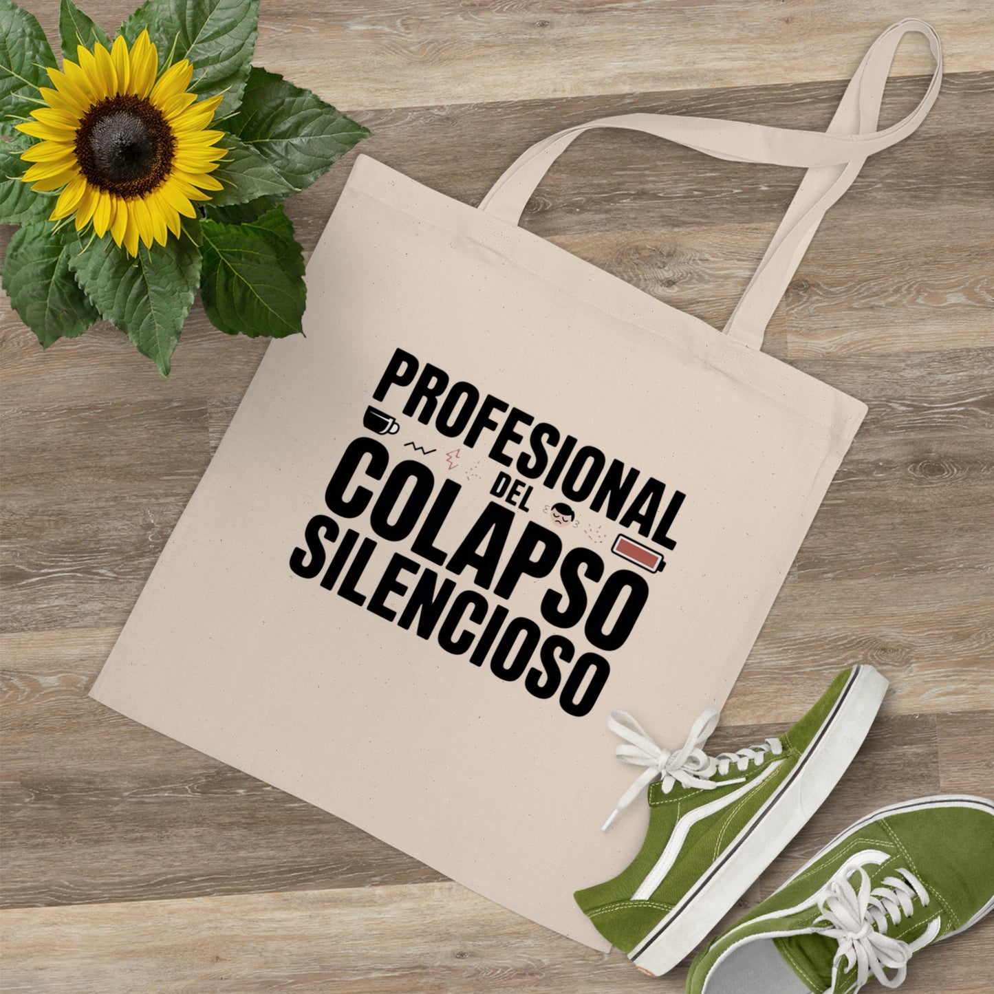 Tote Bag humor — "Profesional del Colapso Silencioso"
