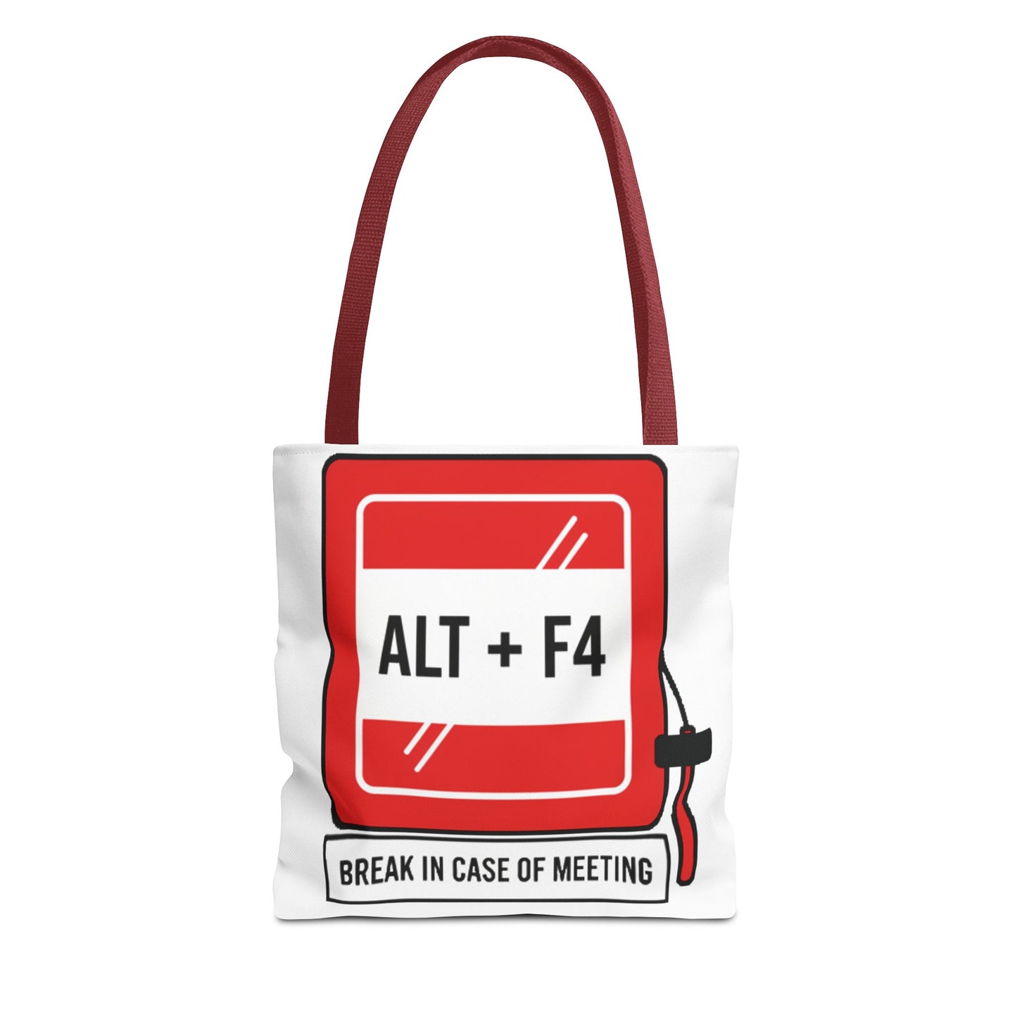 Tote Bag humor oficina — "ALT + F4: Break in Case of Meeting"