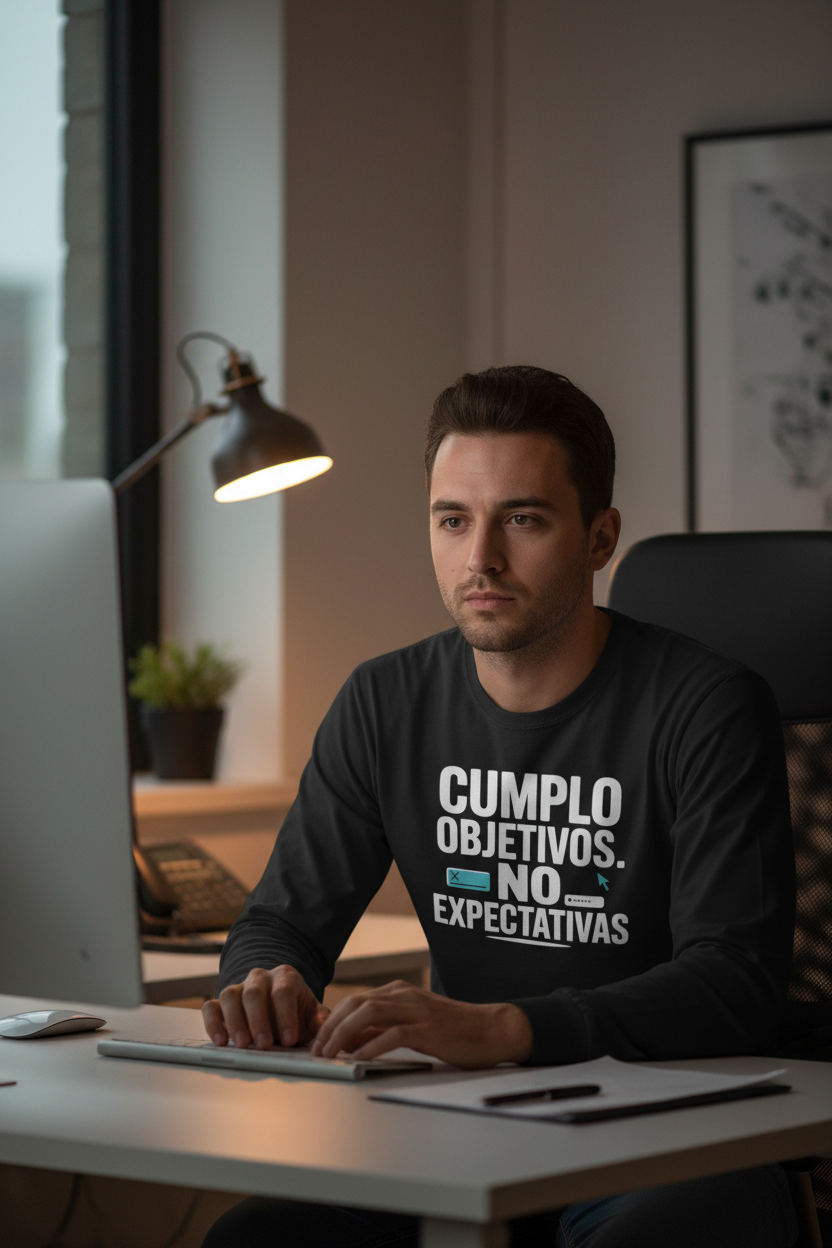Sudadera sarcasmo trabajo — "Cumplo Objetivos. No Expectativas."